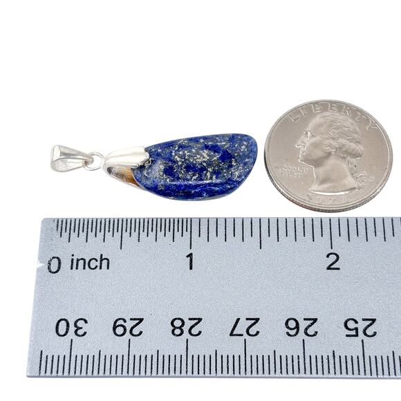 Blue Lapis Lazuli Dangle Pendant | Sterling Silver 925 - Picture 6 of 7
